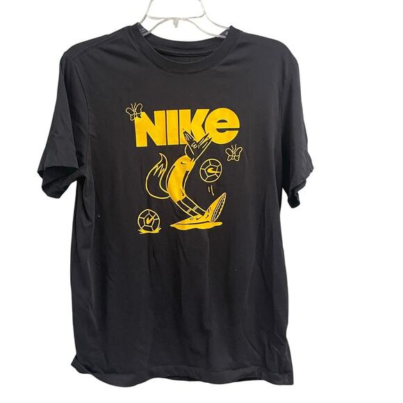 Nike Mens Soccer Tee Size Medium Dri-Fit FC Black Yellow Short Sleeve Shirt - Picture 1 of 3